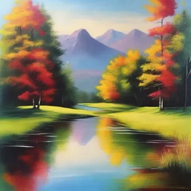The artist captured the tranquil beauty of the brushy landscape with vibrant colors on the canvas.