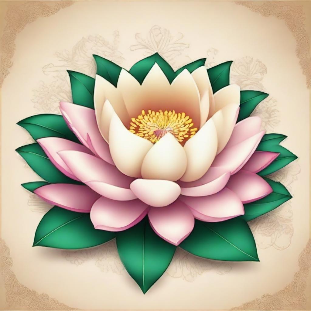 A beautiful and detailed representation of a blooming Lotus flower