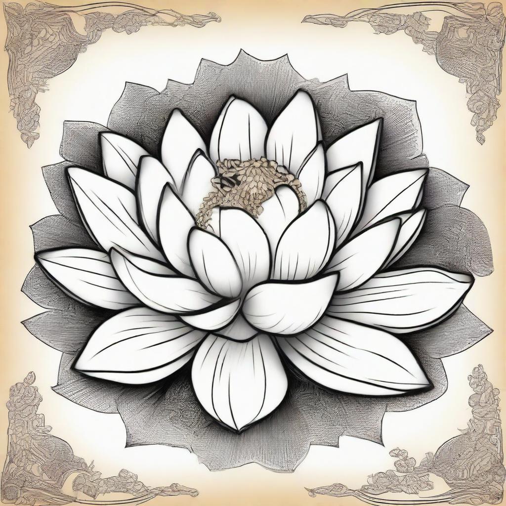 A beautiful and detailed representation of a blooming Lotus flower