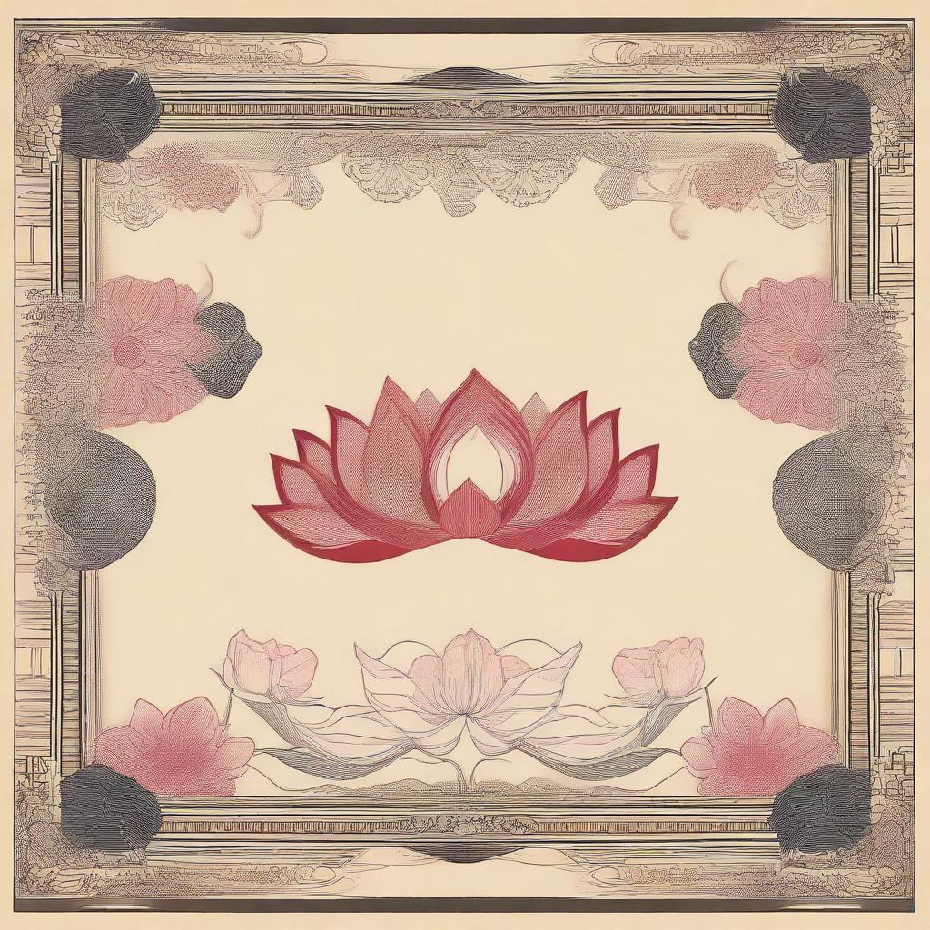 A border adorned with intricately designed lotus flowers