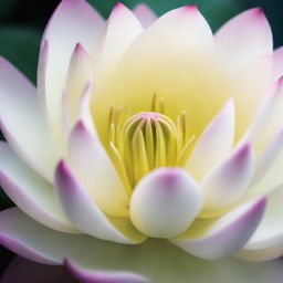 A close-up view capturing the delicate beauty of a half-open lotus bud