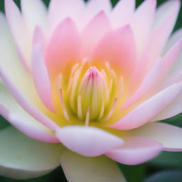 A close-up view capturing the delicate beauty of a half-open lotus bud