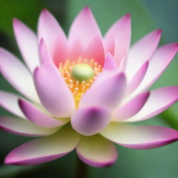 A close-up view capturing the delicate beauty of a half-open lotus bud