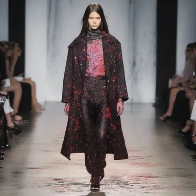 The designer used splatter prints to create a bold and edgy look for the runway show.
