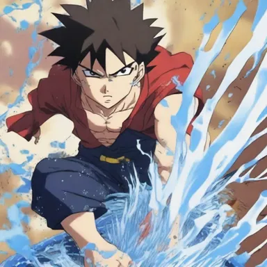 In the anime series, the character used his special power to splatter water on his opponents, weakening them.