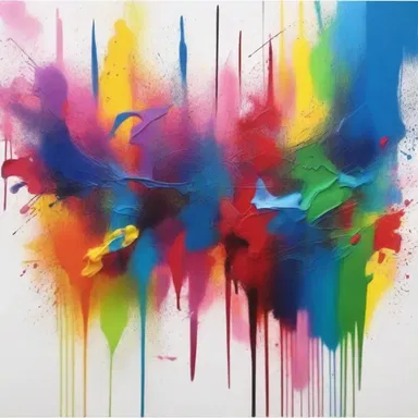 The artist used a paintbrush to splatter different colors onto the canvas, creating a beautiful abstract painting.