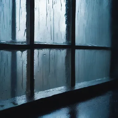 The rain splattered heavily against the windows, creating a melancholic atmosphere in the novel.