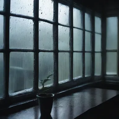 The rain splattered heavily against the windows, creating a melancholic atmosphere in the novel.