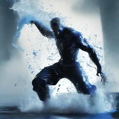 As the character unleashed a powerful water attack, the liquid splattered in all directions, drenching their opponent.