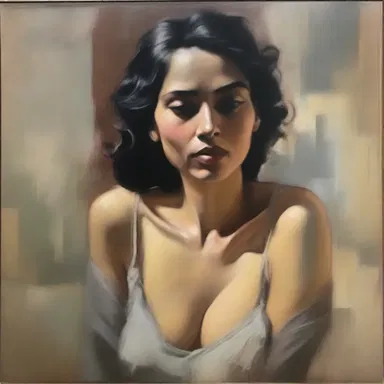 The artist portrayed the frigidness in their painting by using muted colors and rigid lines to depict a lack of warmth and passion.