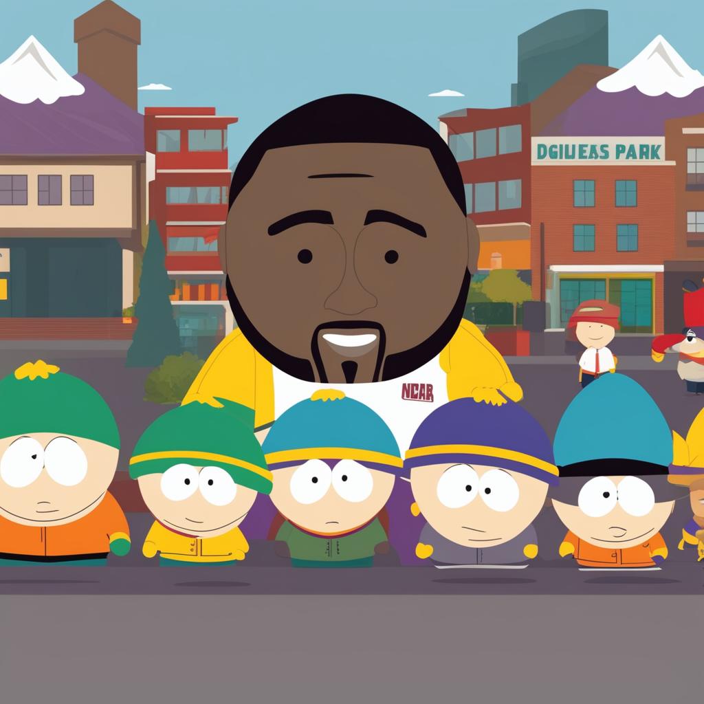 An amusing digital illustration of Kobe Bryant as a South Park character