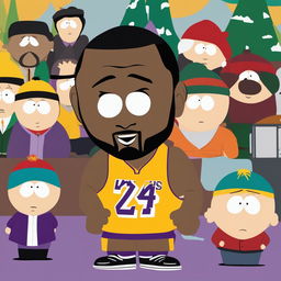 An amusing digital illustration of Kobe Bryant as a South Park character