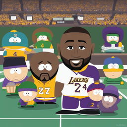 An amusing digital illustration of Kobe Bryant as a South Park character