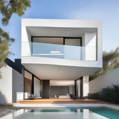 The frigidness of the minimalist design in this house creates a sleek and modern aesthetic.