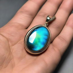 A luminescent Labradorite gemstone, displaying its distinct play of vibrant colors and iridescence.