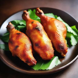 A piece of chicken, deeply fried until golden and crispy, exuding delightful aroma.