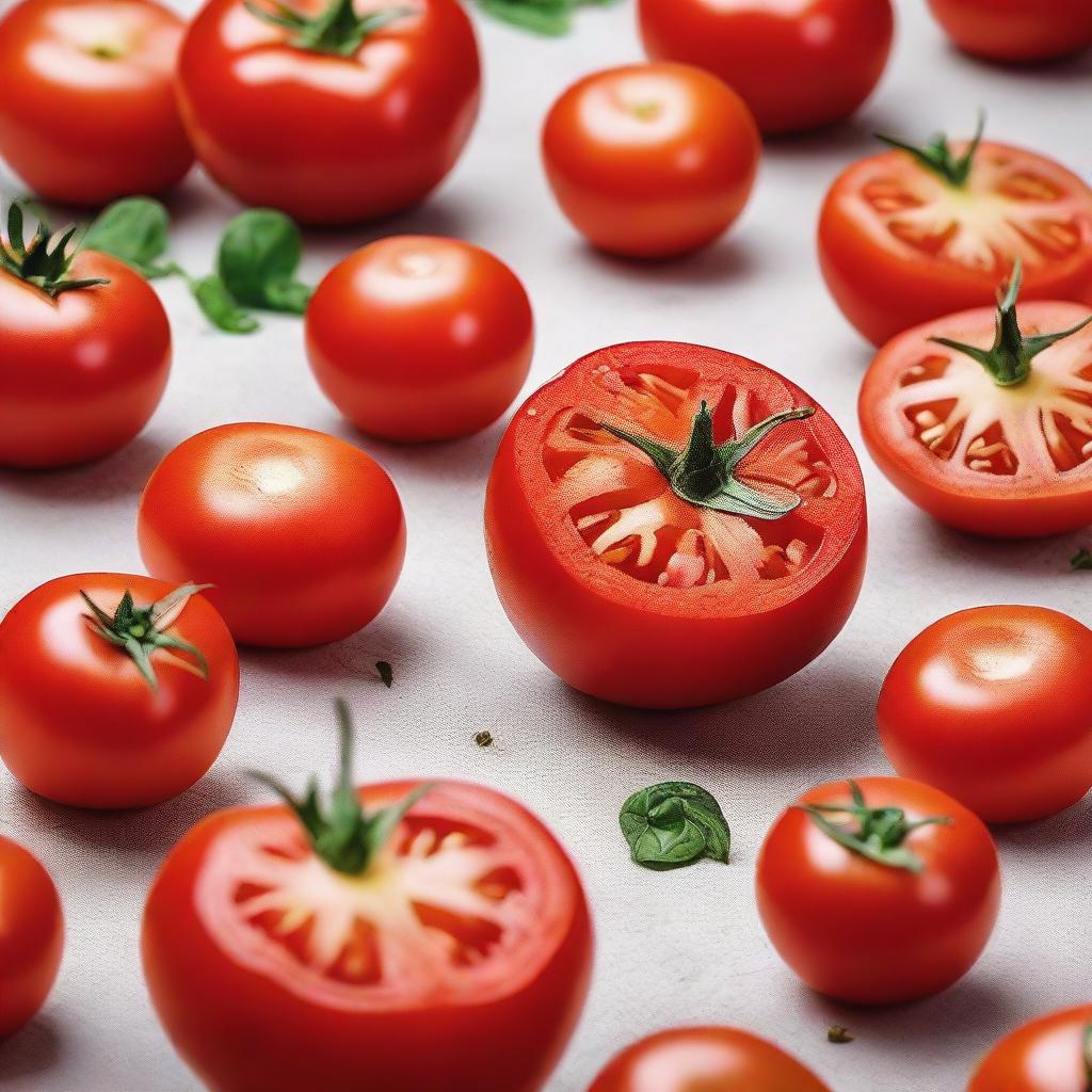 A juicy red tomato, sliced to perfection for burger assembly - vibrant, fresh, and eager to add a flavourful burst to the culinary creation.