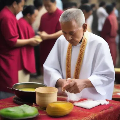 During the purification ritual, the priest used invert soap to cleanse the sacred utensils.