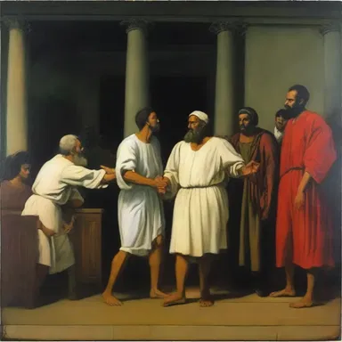 The painting depicted a punitive scene where justice was being served.