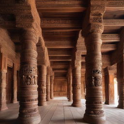 A richly detailed wooden structure that exemplifies cultural heritage, where the woodwork showcases intricate carvings and symbolic motifs, promoting a unique sense of tradition and history.