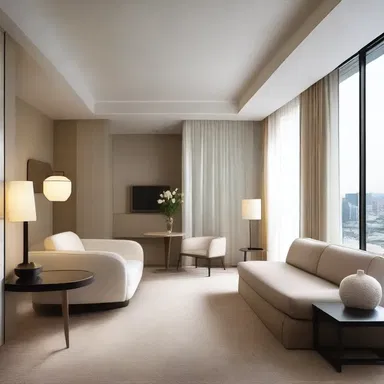 The hotel's interior design was quite conventional, with plain white walls, neutral furniture, and simple decor.