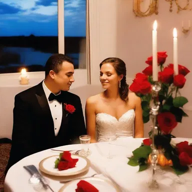 The couple had a conventional romantic dinner with candlelight, soft music, and red roses.