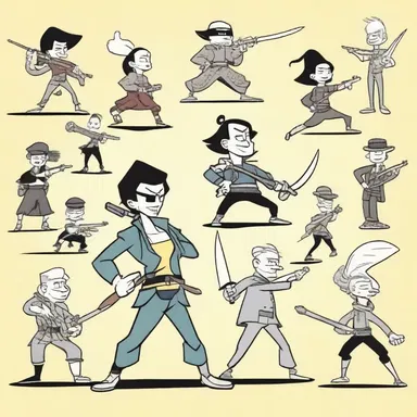 In the cartoon show, the characters use conventional weapons like guns and swords.