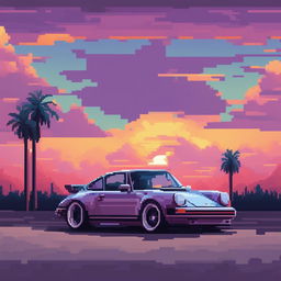 A 32x32 pixel art image in the style of retro SNES games, featuring a Porsche 911