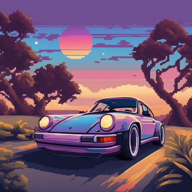 A 32x32 pixel art image in the style of retro SNES games, featuring a Porsche 911