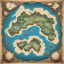 A fantasy world map featuring numerous islands in the center, encircled by an immense, mysterious continent teeming with the unknown.