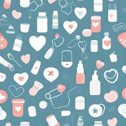 A calming and gentle medical-themed wallpaper, with subtly integrated symbols of healthcare like stethoscopes, hearts and pills against a soft color palette.