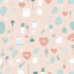 A calming and gentle medical-themed wallpaper, with subtly integrated symbols of healthcare like stethoscopes, hearts and pills against a soft color palette.