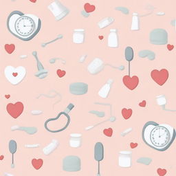 A calming and gentle medical-themed wallpaper, with subtly integrated symbols of healthcare like stethoscopes, hearts and pills against a soft color palette.