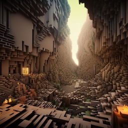 Compose a Minecraft scene inspired by the artistic styles of Zdzisław Beksiński and Darrell K. Sweet, trading pixels for surrealism and dystopian themes.