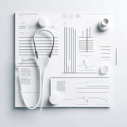 A modern, minimalist medical background in white, incorporating sleek lines and subtle symbolism associated with medicine, such as stethoscopes, pills, and medical charts.