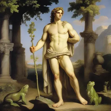 In Greek mythology, the god Apollo was associated with batrachians, often depicted with frogs and toads.