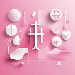 A modern and fashionable background designed for nurses, featuring a chic blend of white and pink gradients, highlighted with minimalist medical-themed symbols, crafted in a smooth and fluid design.