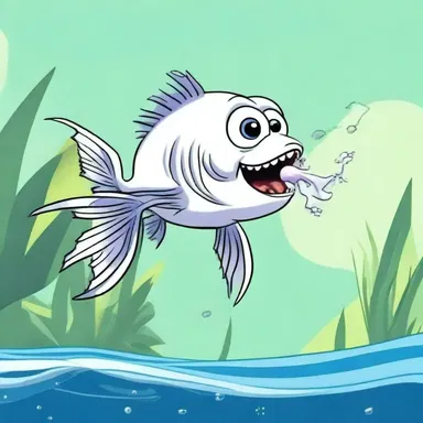 The jawless fish character in the cartoon has a unique way of catching prey.