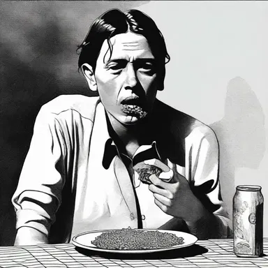 The jawless protagonist in the novel displayed a peculiar manner of feeding.