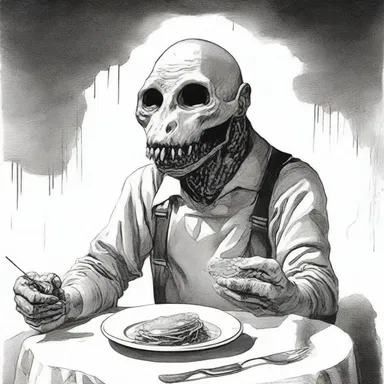 The jawless protagonist in the novel displayed a peculiar manner of feeding.