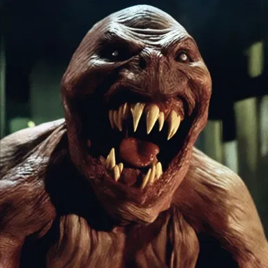 The horror movie featured a terrifying monster with a jawless mouth.
