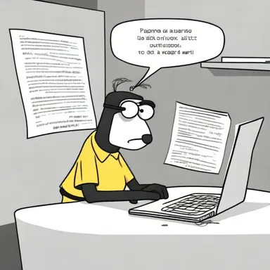 In the cartoon, the character made a syntax error while writing code and the program crashed.
