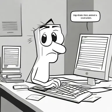 In the cartoon, the character made a syntax error while writing code and the program crashed.