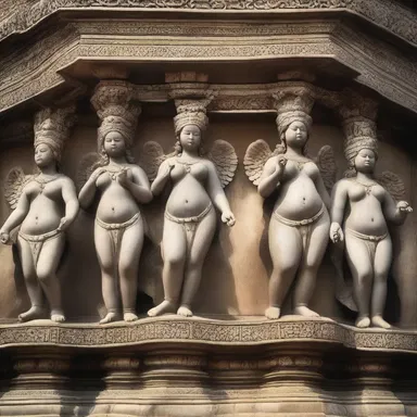 The temple was adorned with sculptures of voluptuous angels, representing divine beauty and grace.