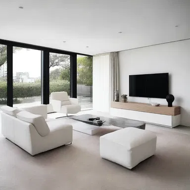The minimalist furniture is associable with modern architecture and interior design.