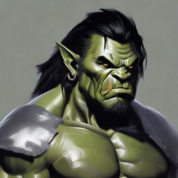 An orc with shiny black hair