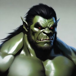 An orc with shiny black hair