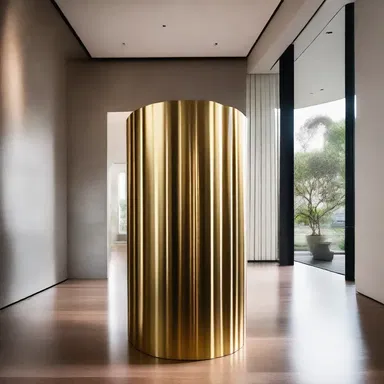 The architect incorporated a canister into the interior design, showcasing it as an artistic metal sculpture.