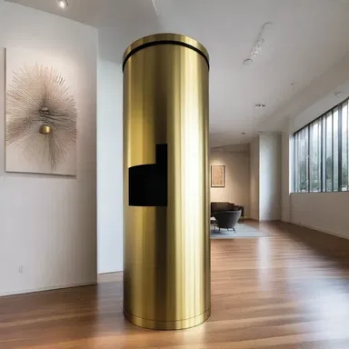 The architect incorporated a canister into the interior design, showcasing it as an artistic metal sculpture.
