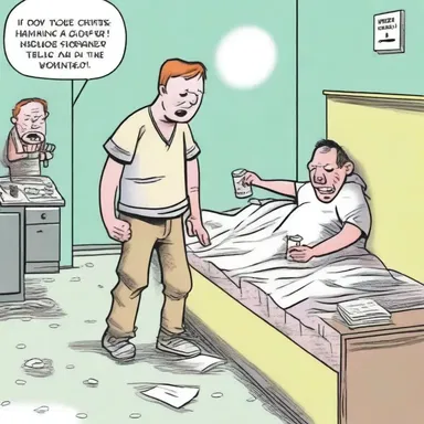 In the comic, the character experiences sickness before throwing up, causing a humorous situation.